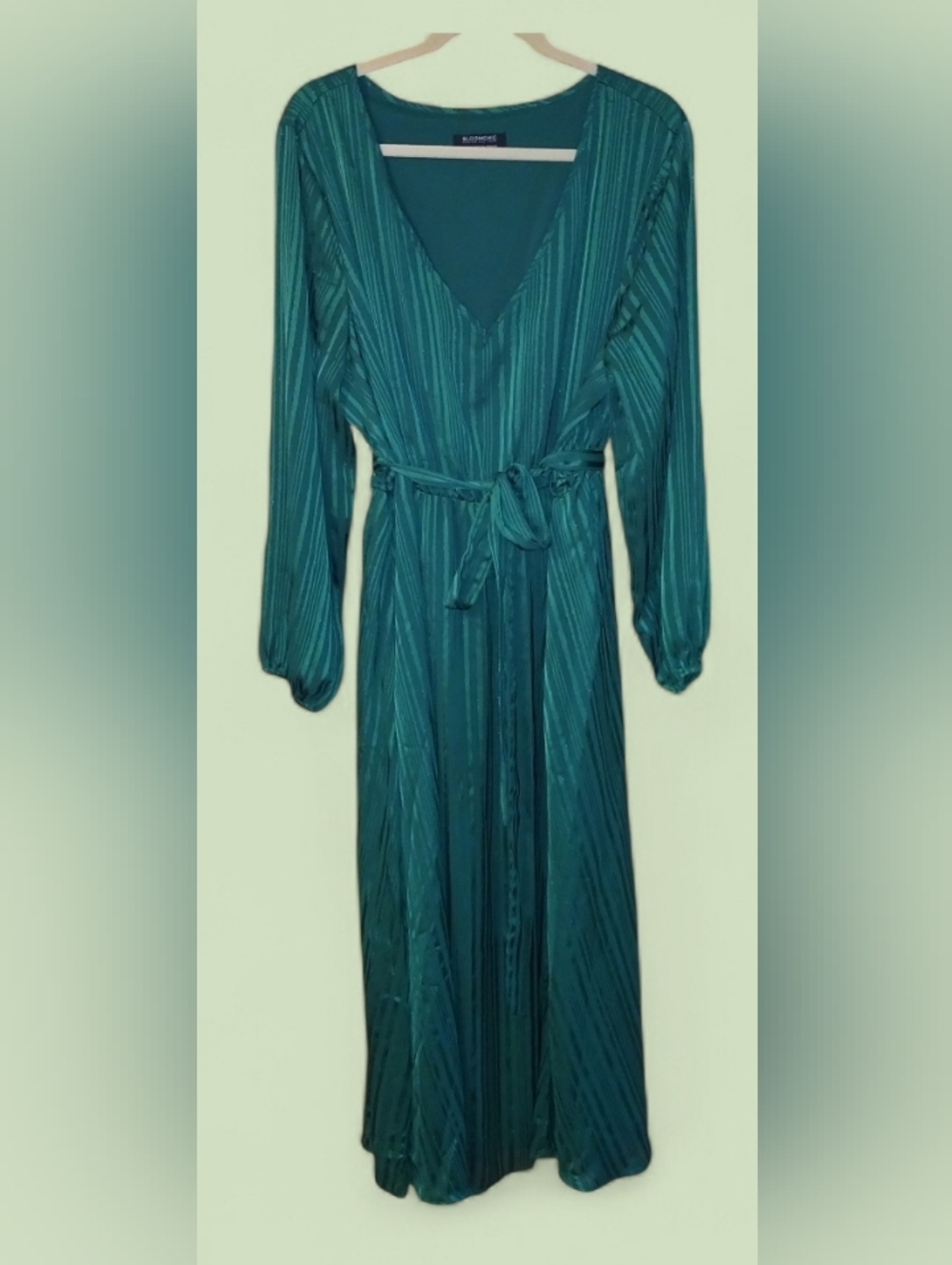 Green Tone On Tone Striped  Maxi Dress